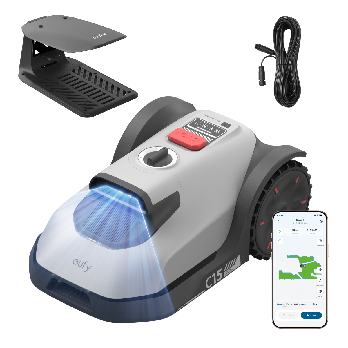 Anker eufy Mähroboter C15 Standard mit Garage und Anker eufy Verlängerungskabel