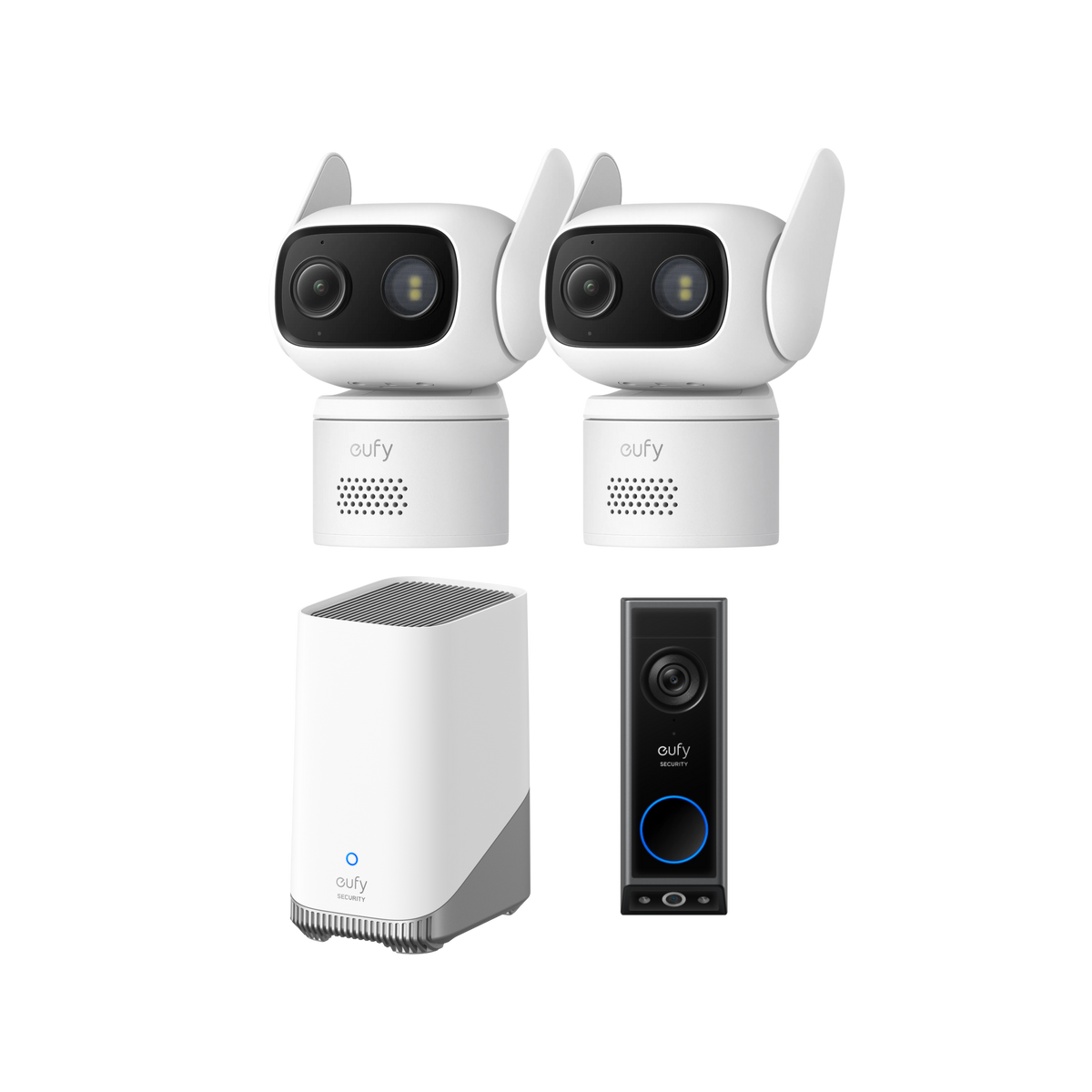 Anker eufy Überwachungskamera C31 (2er-Pack), Türklingel mit Kamera E340 und HomeBase™ 3