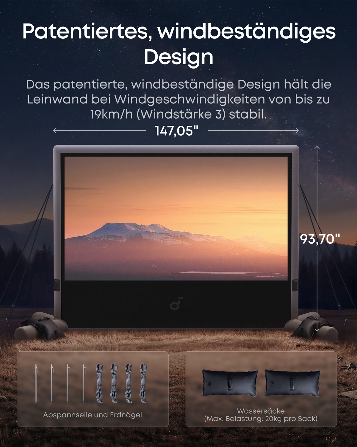 120 Zoll aufblasbare Heimkino-Leinwand