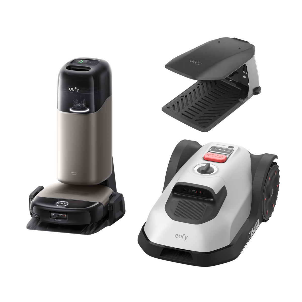 Anker eufy Mähroboter C15 und Anker eufy Saug- und Wischroboter HydroJet S2