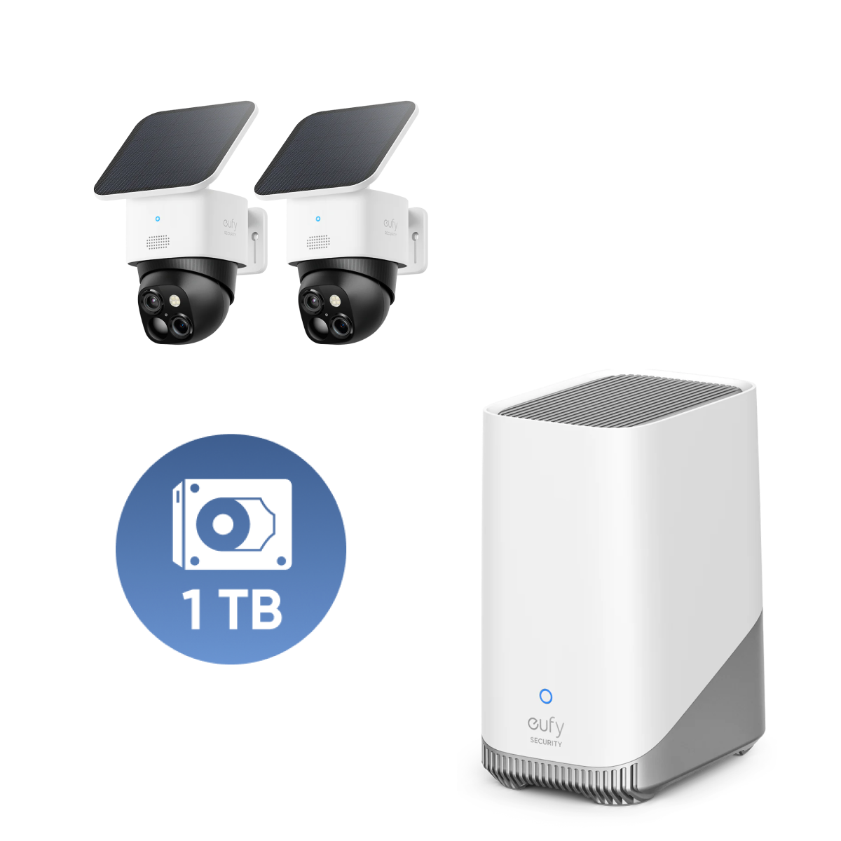 eufyCam Solo S340 (2er-Pack) und Anker eufy HomeBase™ S380 mit 1TB Festplatte