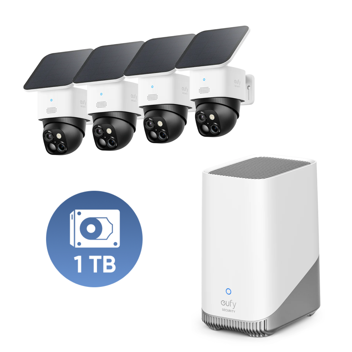 eufyCam Solo S340 (4er-Pack) und Anker eufy HomeBase™ S380 mit 1TB Festplatte