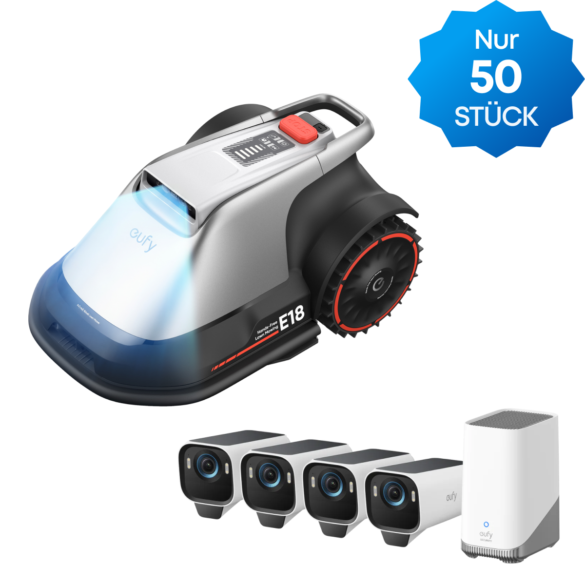 Anker eufy Mähroboter E18 und eufyCam S3 Pro 4-Kamera-Set