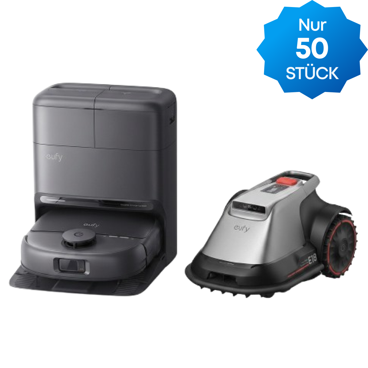 Anker eufy Mähroboter E18 und Anker eufy Saugroboter mit Wischfunktion C28