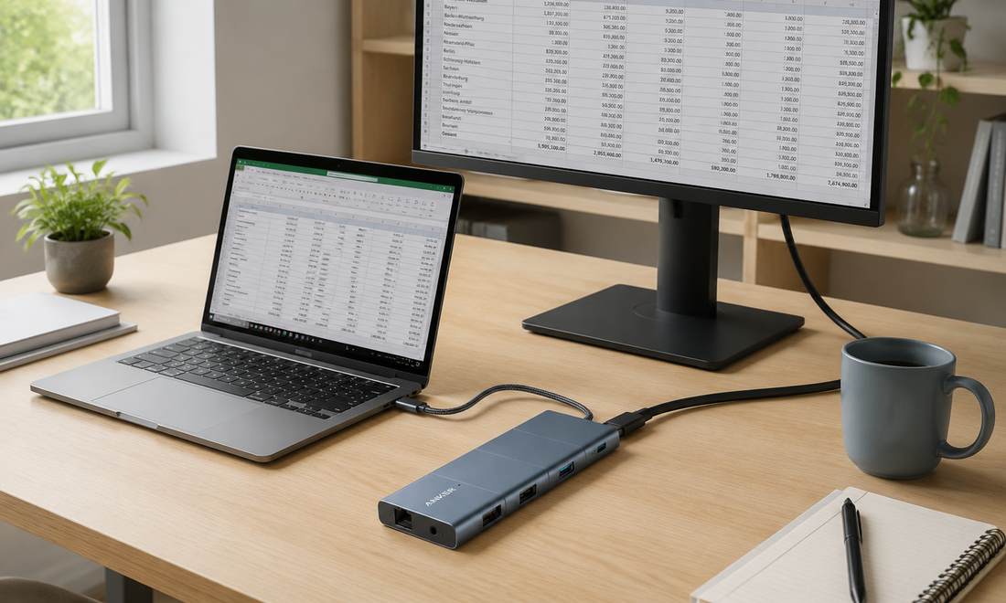 Anker 565 Hub verbindet Laptop mit Monitor