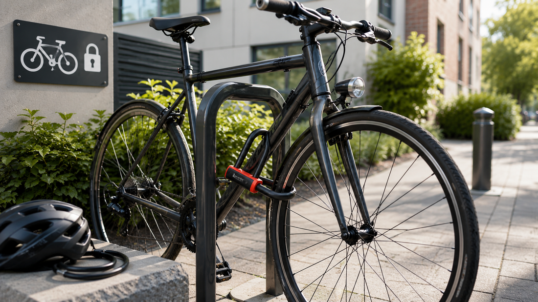 Fahrrad mit Diebstahlschutz sicher angeschlossen