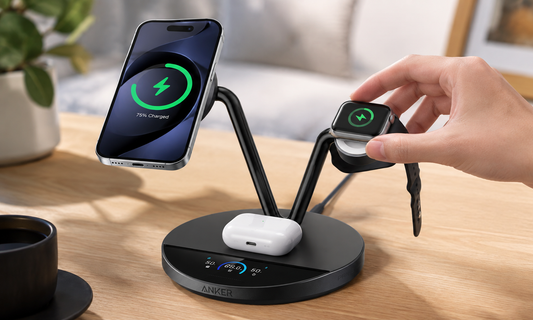 Apple Watch wird auf Anker Ladestation positioniert