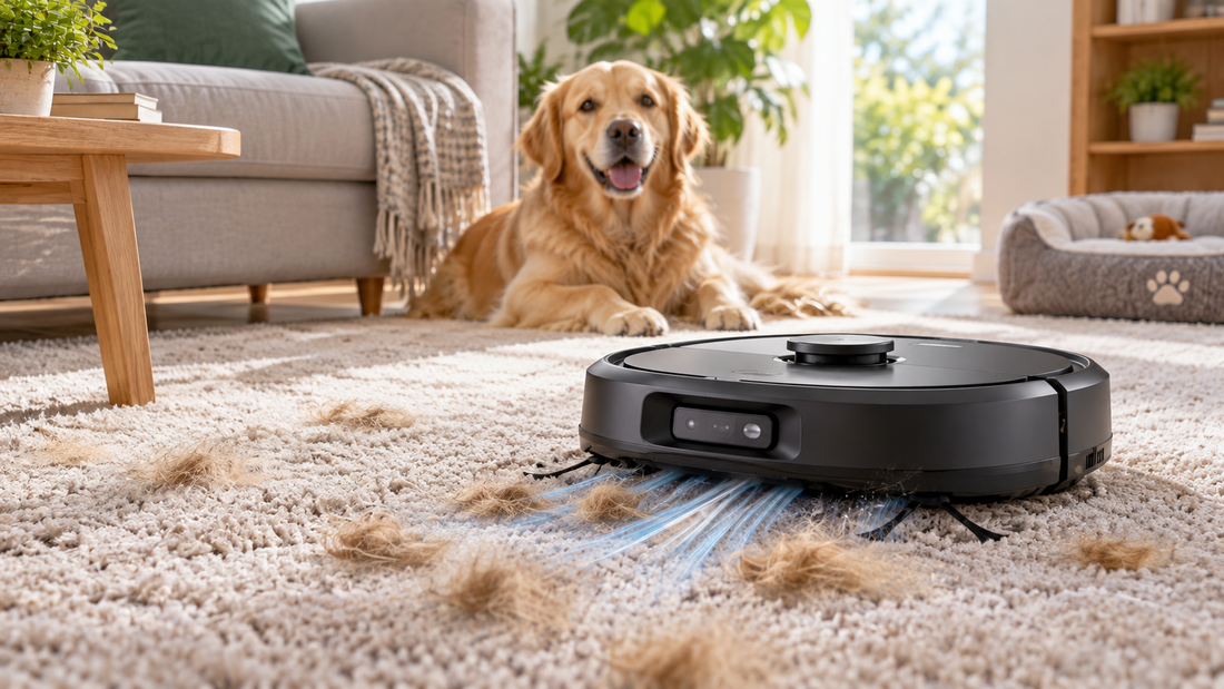 Hundehaare mit Saugroboter aus Teppich entfernen