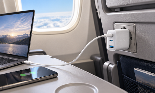 Anker Nano Ladegerät beim Laden am Flughafen