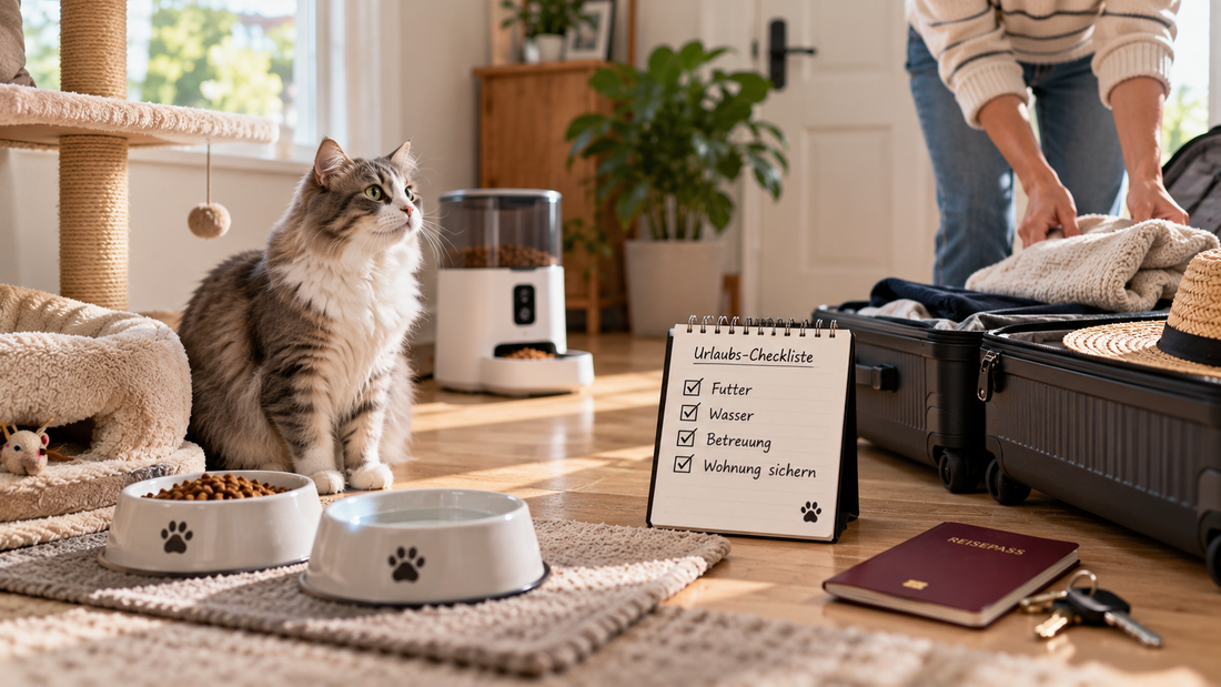 Katze zuhause vor dem Urlaub versorgen
