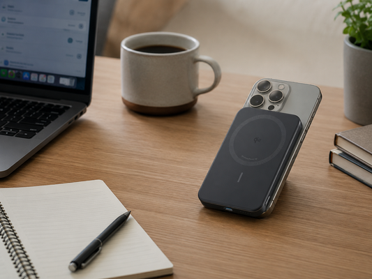 Laden Sie Ihr Gerät im Büro mit einer Powerbank auf