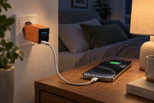 Anker Nano Ladegerät lädt iPhone über Nacht