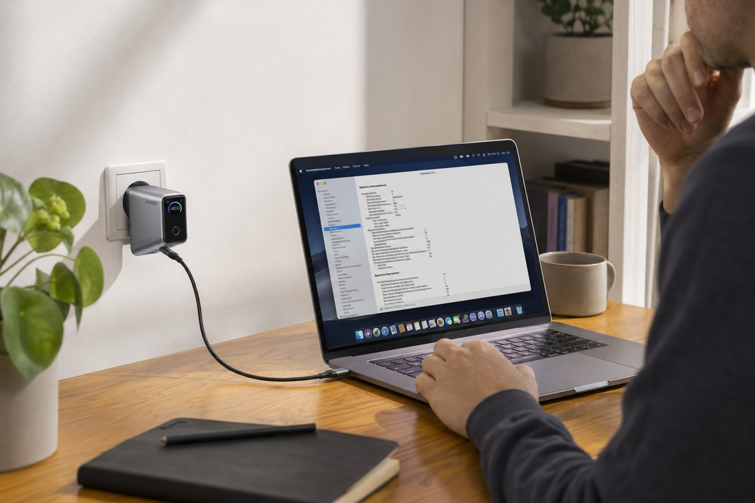 MacBook Ladezyklen mit Anker Prime Ladegerät prüfen