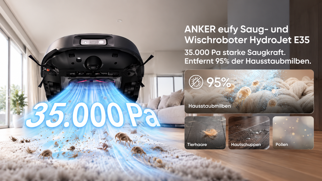 ANKER eufy Saug- und Wischroboter HydroJet E35 gegen Hausstaubmilben
