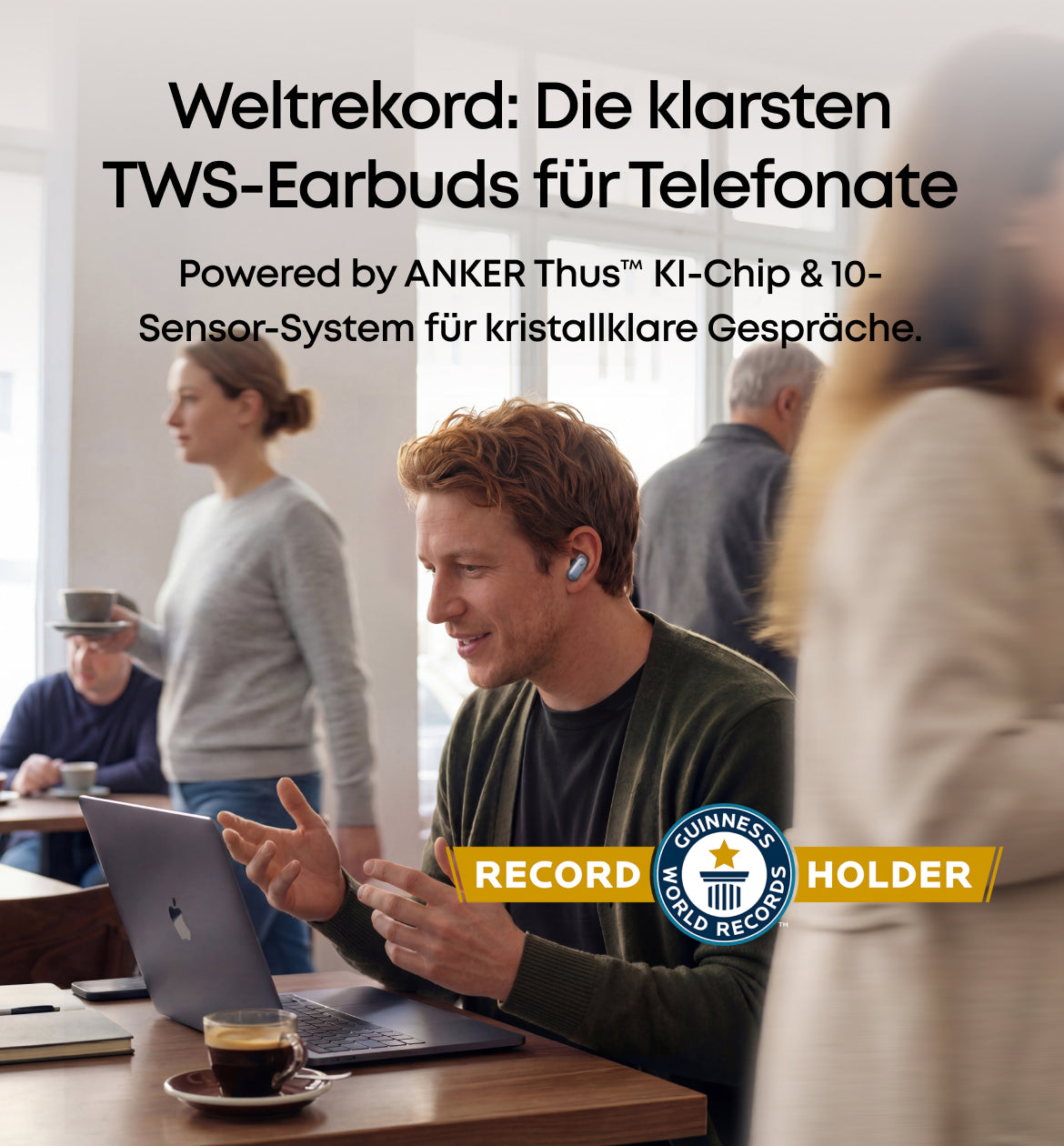 Anker Nano Ladegerät (45W, Smart Display) + Liberty 5 Pro | Guinness-Rekord für klare Telefonate, 360° ANC 4.0, Dolby Atmos