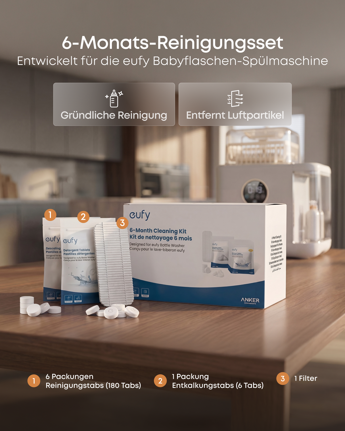 Anker eufy 6-Monats-Reinigungsset für Anker eufy Babyflaschen-Spülmaschine