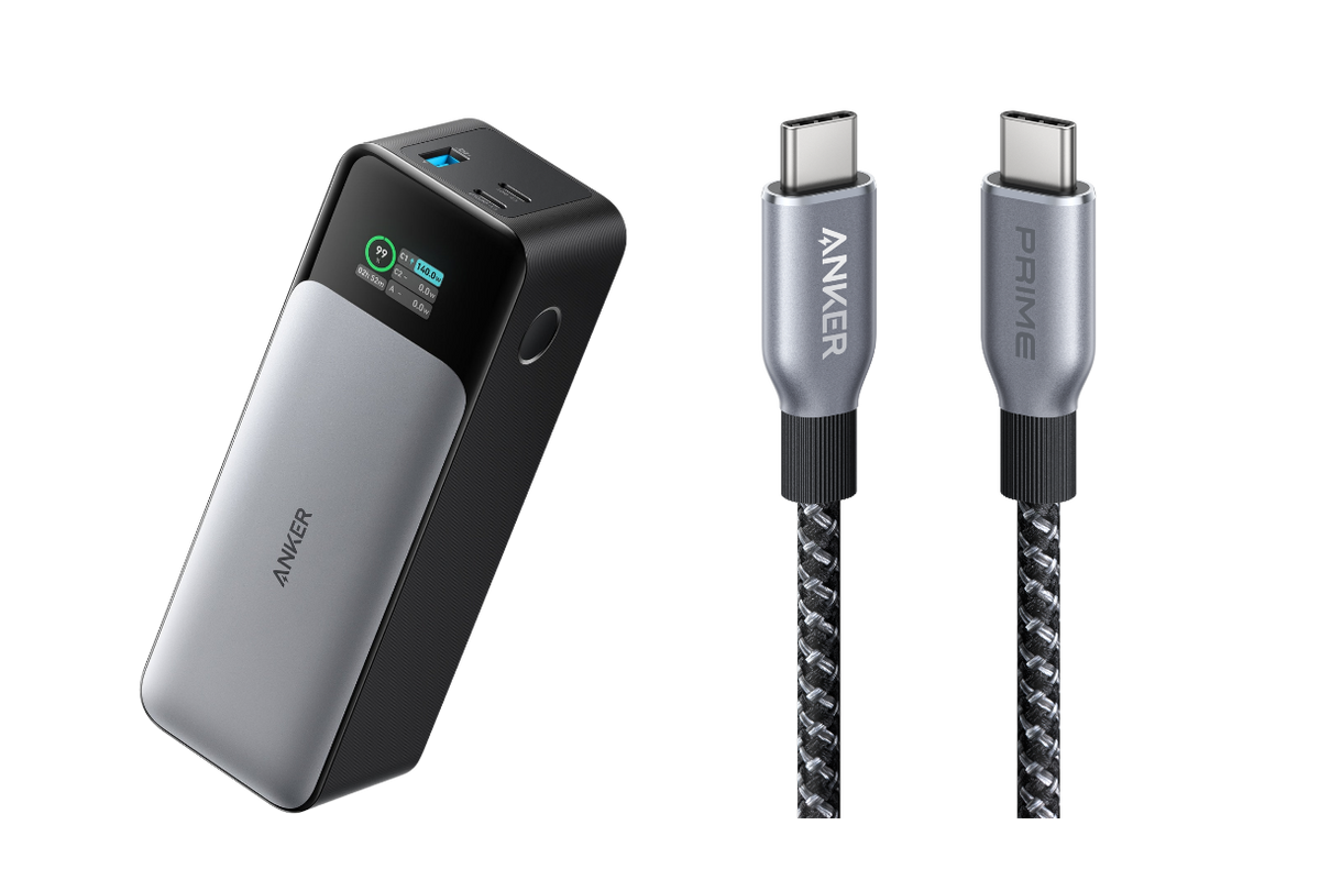 Anker 737 Powerbank (PowerCore 24K)Anker Prime USB-C auf USB-C Kabel (0.9m, 240W, Upcycled-Flechtdesign)
