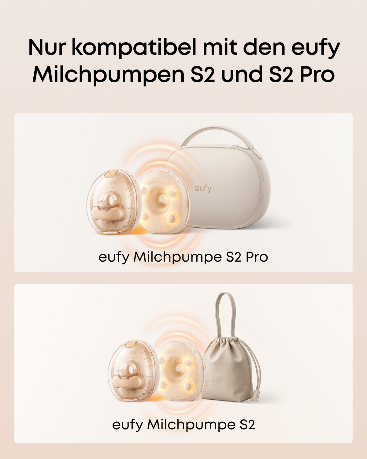 eufy Brusthaube mit doppelter Abdichtung (27mm), kompatibel mit eufy Tragbare Milchpumpe S2 / S2 Pro, weiches Silikon in Lebensmittelqualität, sicherer Sitz und wärmender Komfort, Ersatz-Flansch