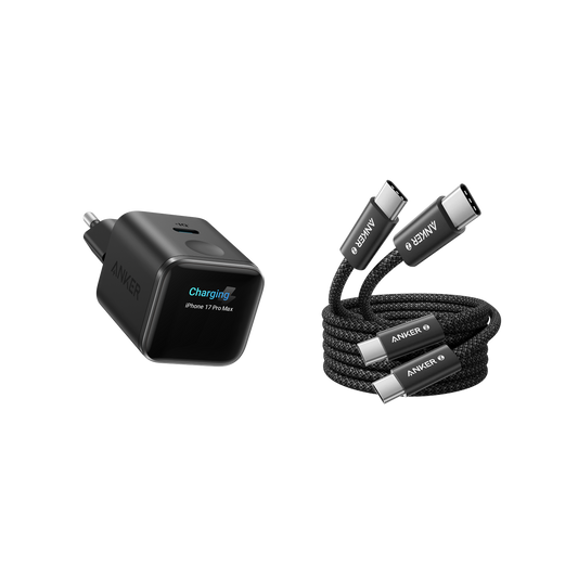 Anker Nano Ladegerät (45W, Smart Display)+Anker 240W USB C Kabel, [2 Stück 1,8m]