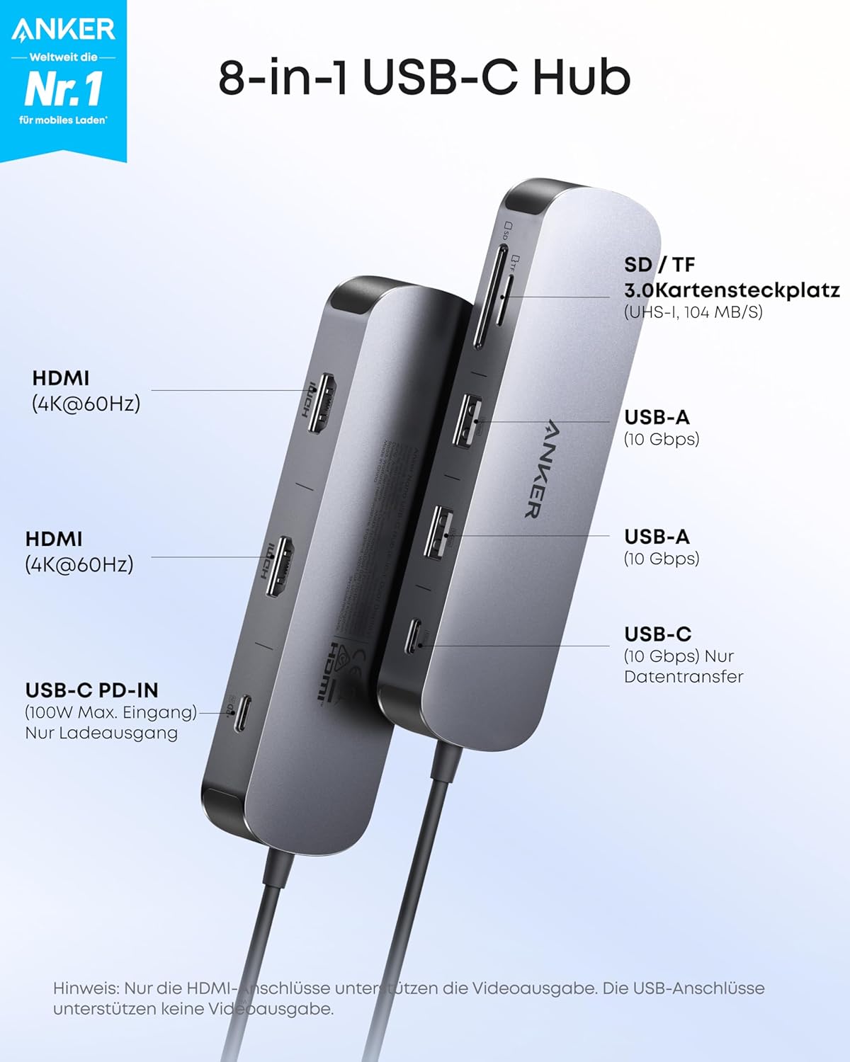 Anker Nano USB-C Hub (8-in-1, Dual Display)