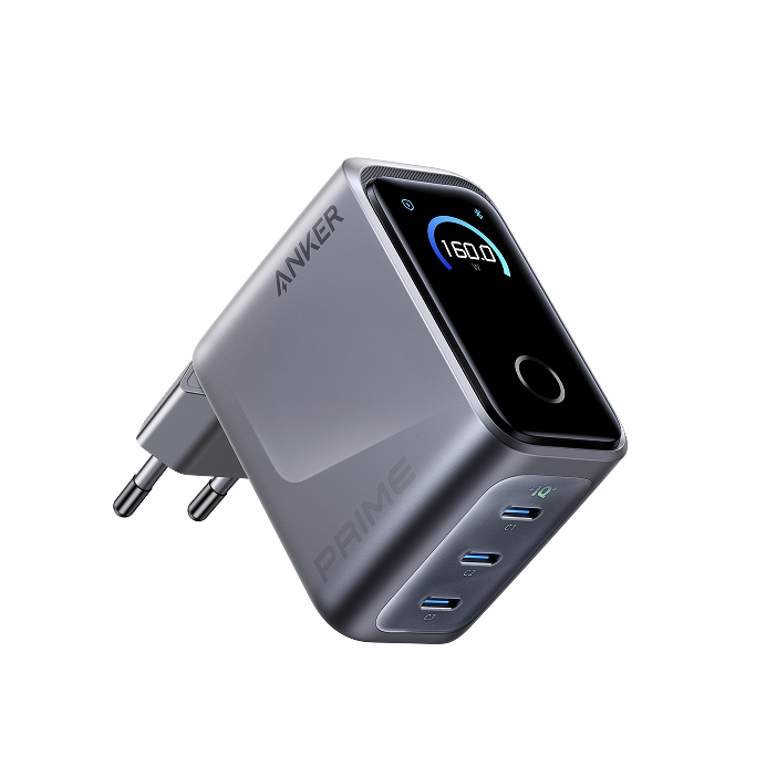 Anker Prime Ladegerät (160W, 3 Ports, GaNPrime) + Anker Prime USB-C auf USB-C Kabel (0,9m, 240W, Upcycled-Flechtdesign)