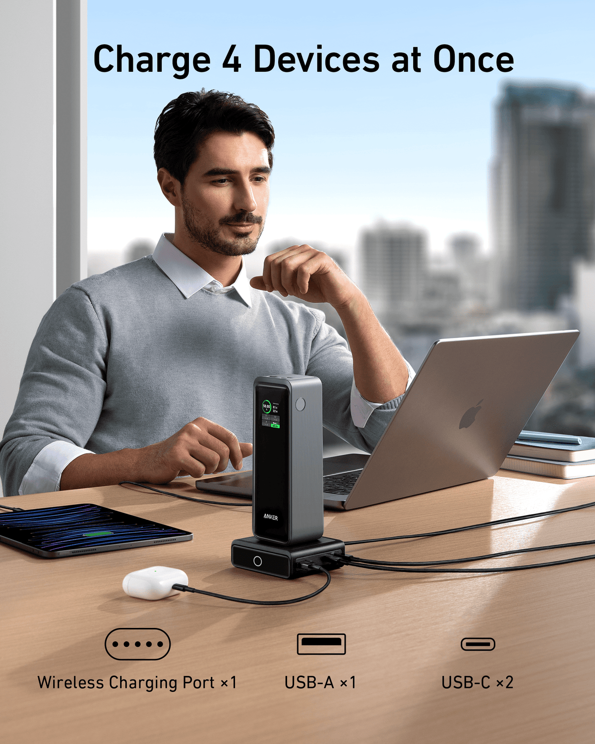 Anker Prime Powerbank (20K, 220W)+Anker Prime USB-C auf USB-C Kabel (240W, Upcycled-Flechtdesign)+Anker 100W Ladestation für Anker Prime Powerbank