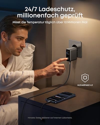 Anker 3-in-1 Ladewürfel mit MagSafe + Anker Ladegerät (100W, 3 Ports, Smart Display) mit USB-C Kabel