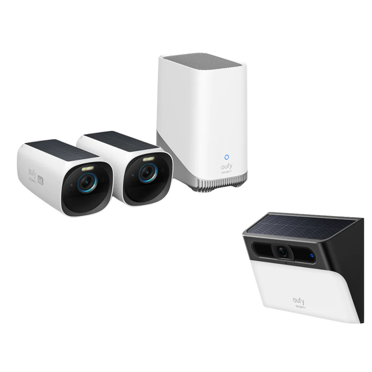 eufyCam S330 (eufyCam 3) und Solar‑Wandleuchte mit Kamera S120