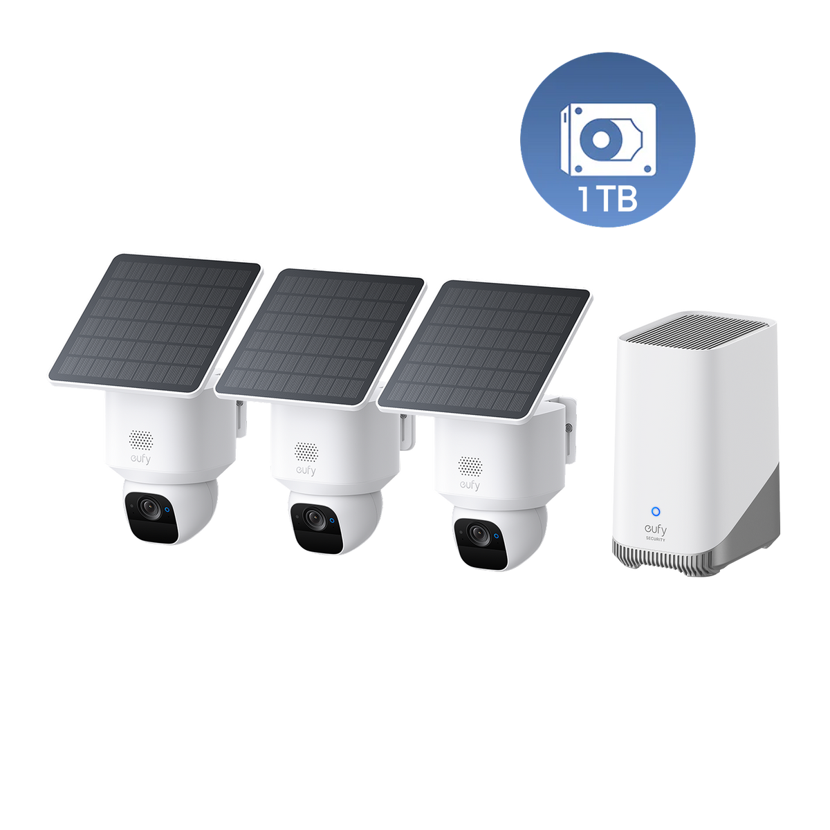 eufyCam Solo E30 3-Kamera-Set und eufy HomeBase™ S380 1TB Festplatte