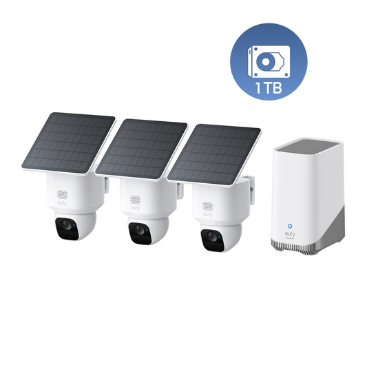 eufyCam Solo E30 3-Kamera-Set und eufy HomeBase™ S380 1TB Festplatte