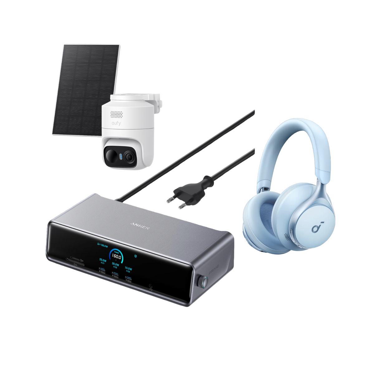 Anker Prime Docking Station (14-in-1, Dreifach-Display, MST) und eufyCam C37  und Space One