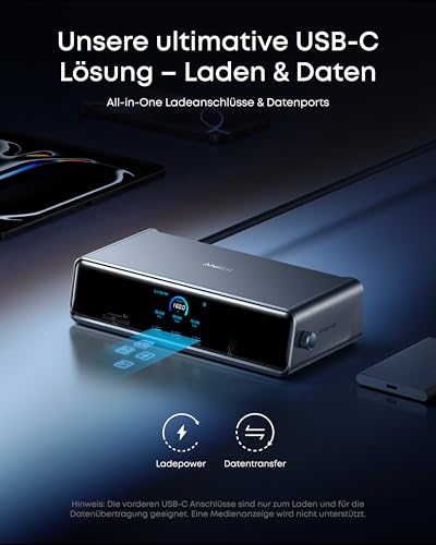 Anker Prime Docking Station (14-in-1, Dreifach-Display, MST) + Anker Prime USB-C auf USB-C Kabel (90cm, 240W, Upcycled-Flechtdesign)