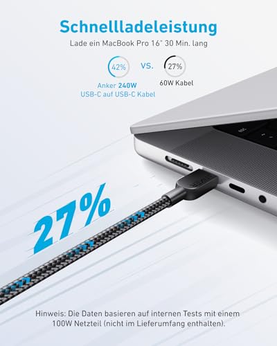 Anker USB-C auf USB-C Kabel (90cm, 240W, geflochten)