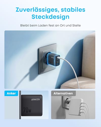 Anker Zolo Ladegerät (70W, 4 Ports) + Anker 511 Ladegerät (Nano 3, 30W) + Anker Prime USB-C auf USB-C Kabel Doppelpack (0,9m, 240W, Upcycled-Flechtdesign)