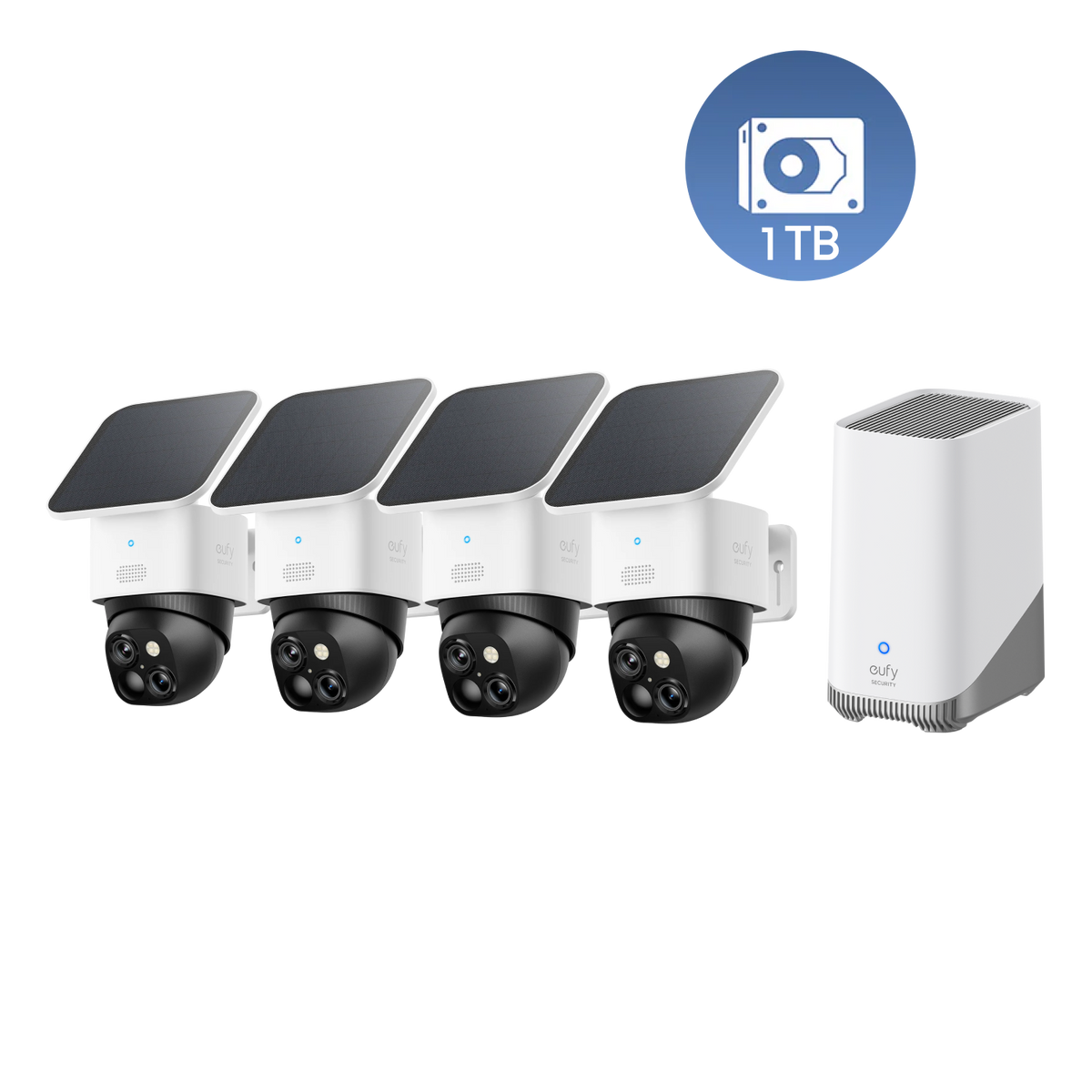 eufyCam Solo S340 (4er-Pack) und eufy HomeBase™ S380 mit 1TB Festplatte