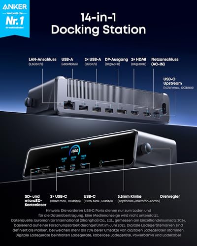 Anker Prime Docking Station (14-in-1, Dreifach-Display, MST)
