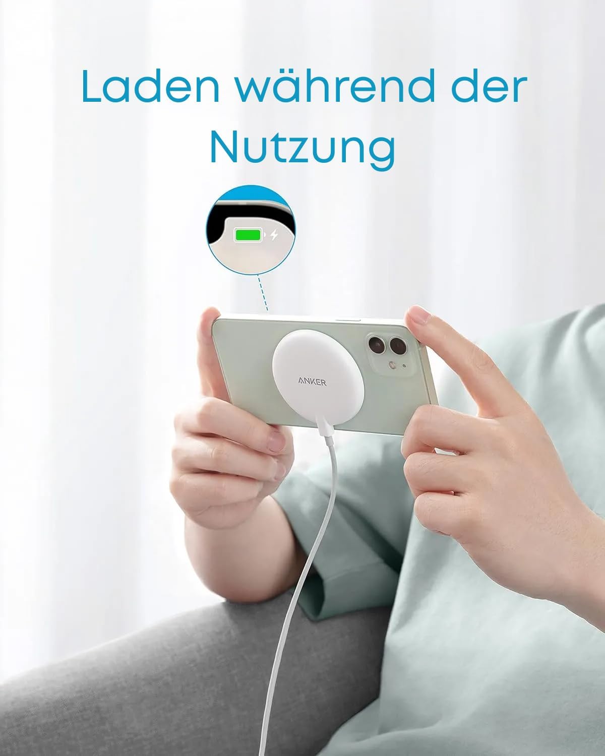 Anker Magnetisches Kabelloses Ladepad, Wireless Charger mit 1,5m USB-C Kabel, Qi-Zertifiziert für iPhone 17 Pro Max/17 Pro/17/16/15/14/13/12 Serie, (Ohne Netzteil)