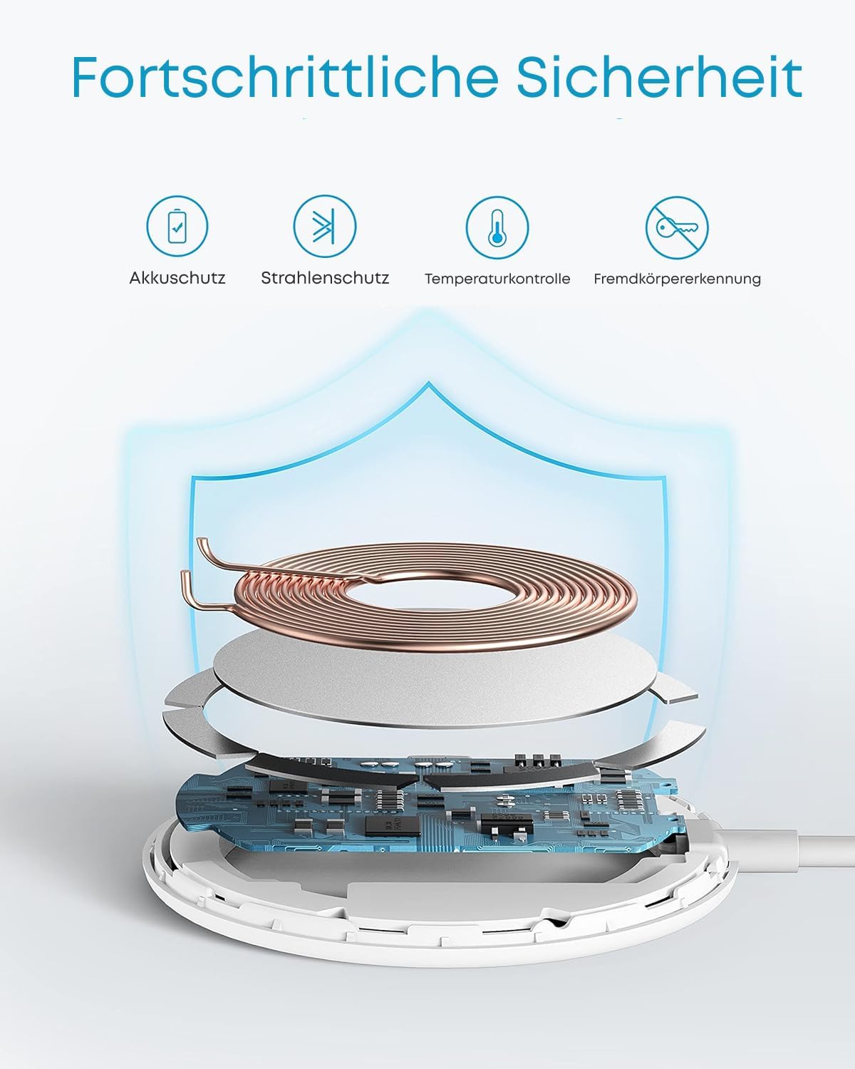 Anker Magnetisches Kabelloses Ladepad, Wireless Charger mit 1,5m USB-C Kabel, Qi-Zertifiziert für iPhone 17 Pro Max/17 Pro/17/16/15/14/13/12 Serie, (Ohne Netzteil)