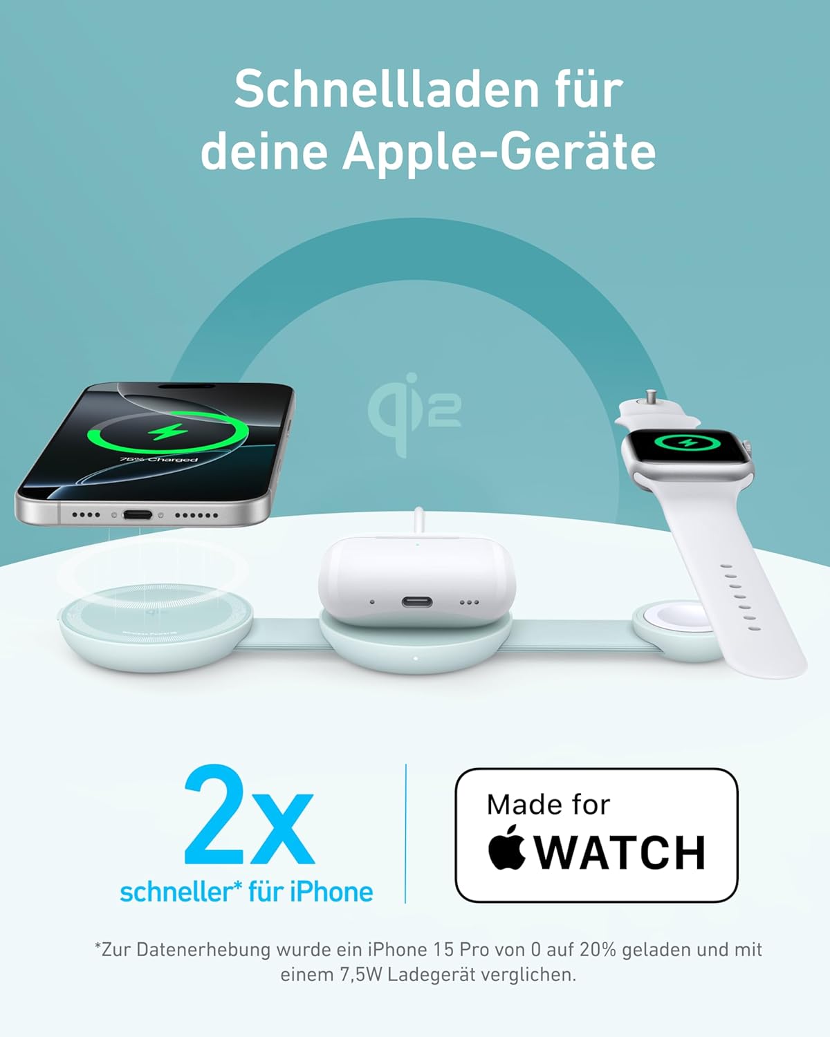 Anker MagGo Kabellose Ladestation (3-in-1, Faltbares Ladepad)
