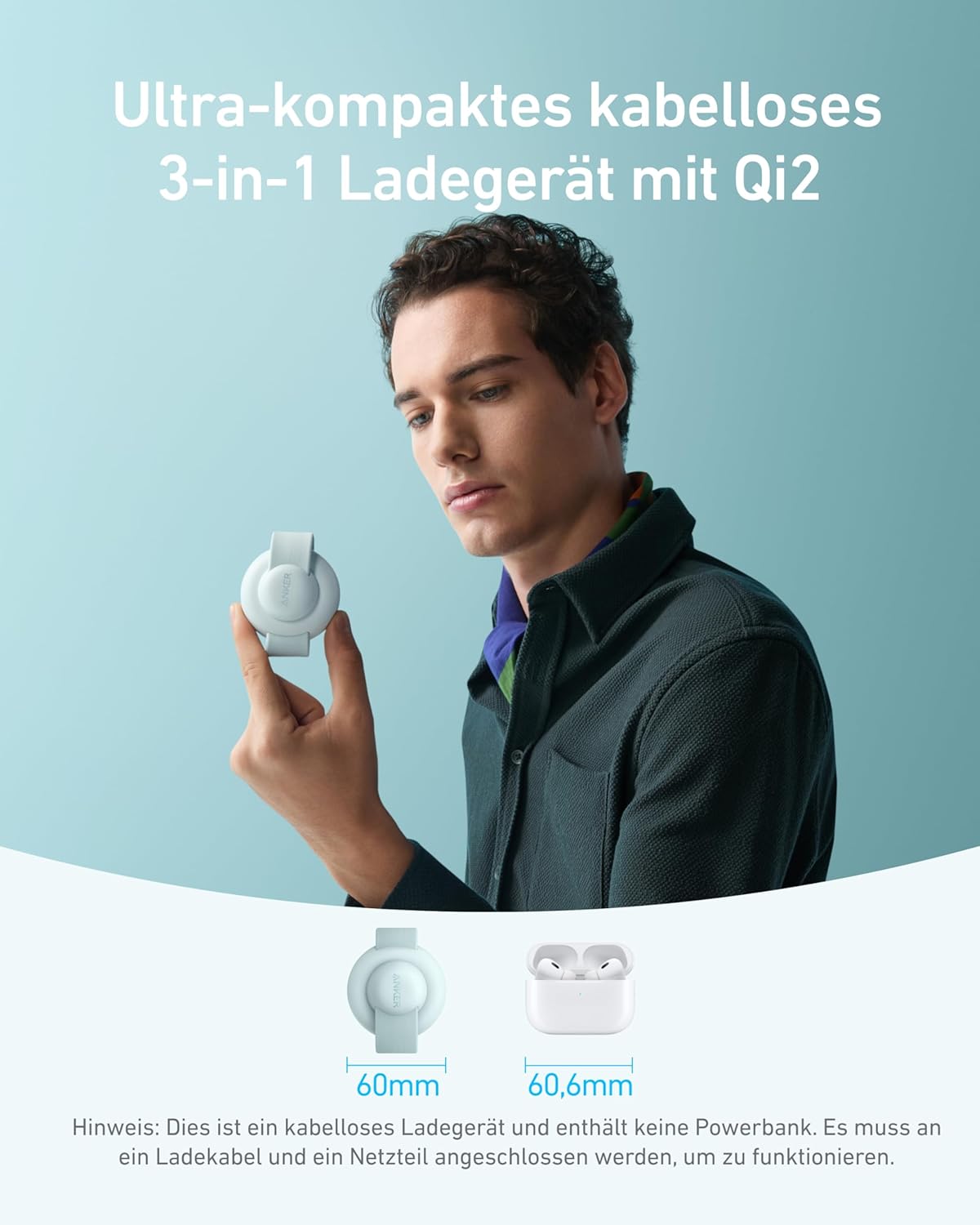Anker MagGo Kabellose Ladestation (3-in-1, Faltbares Ladepad)