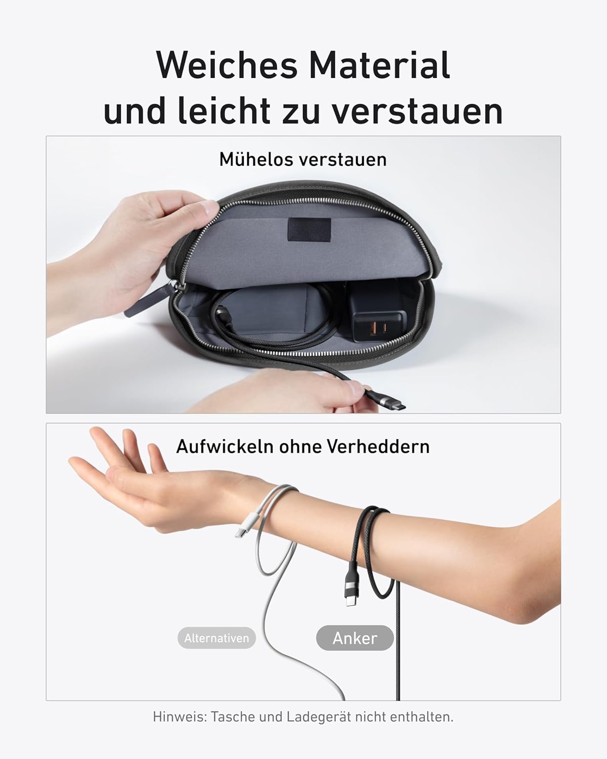 Anker 325 Powerbank (PowerCore 20K) + Anker USB-C auf USB-C Kabel (90cm, 240W, Upcycled-Geflochten)