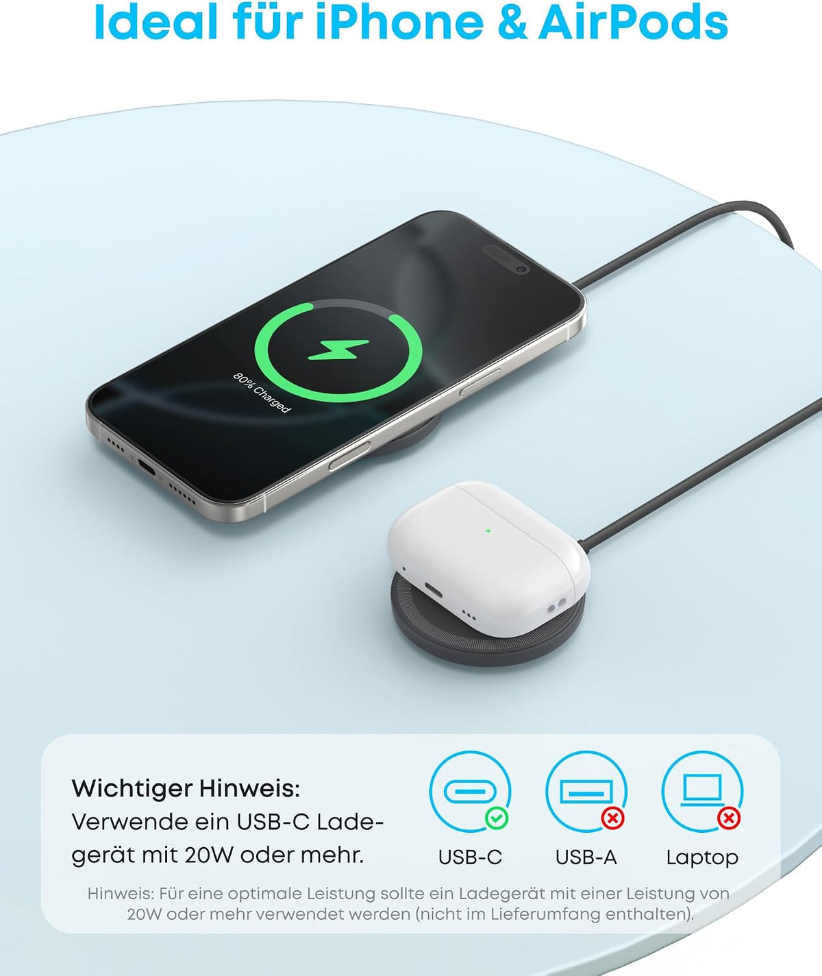 Anker Zolo 15W Magnetisches kabelloses Ladepad 2er-Pack, Qi2-zertifiziert