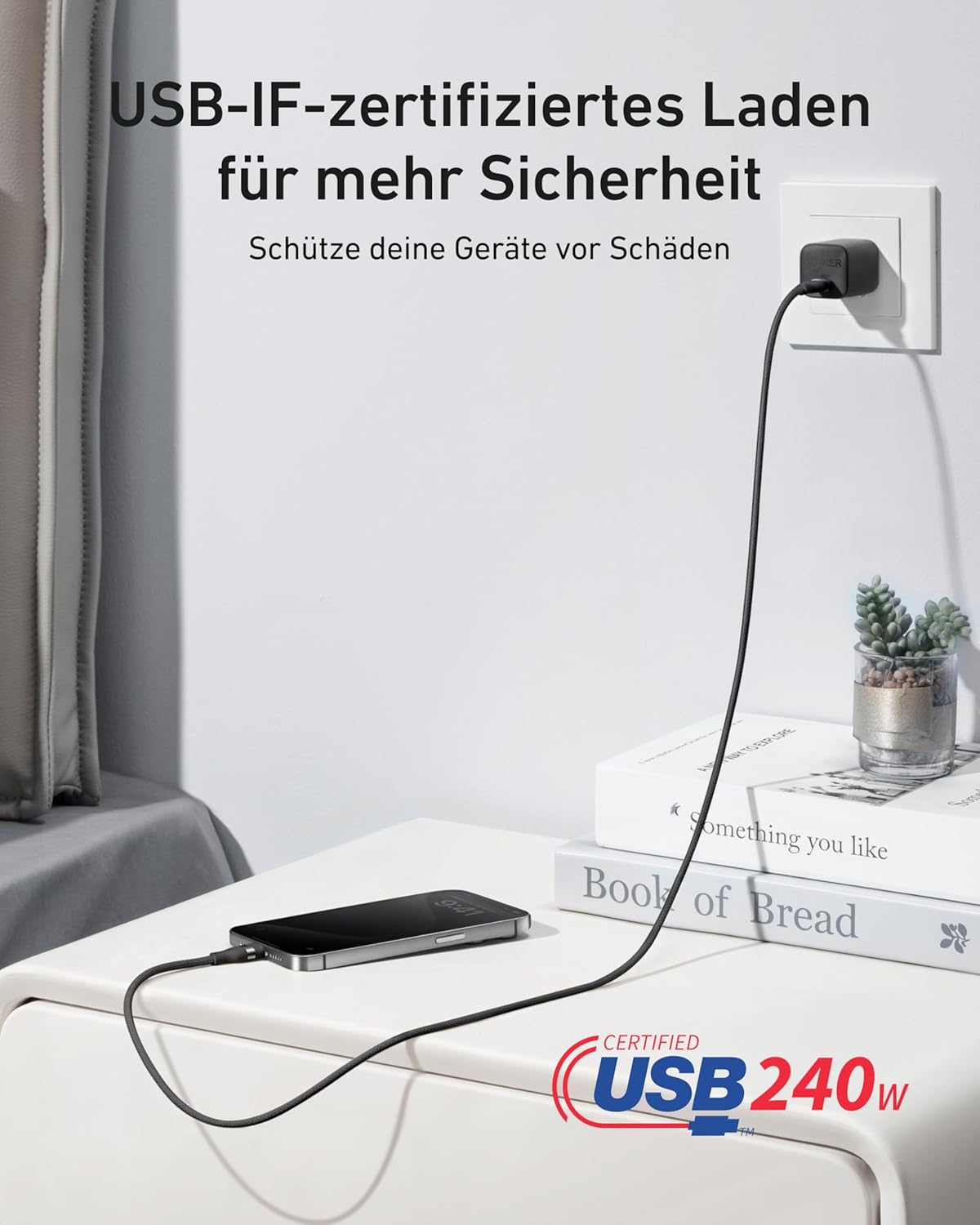 Anker 325 Powerbank (PowerCore 20K) + Anker USB-C auf USB-C Kabel (90cm, 240W, Upcycled-Geflochten)