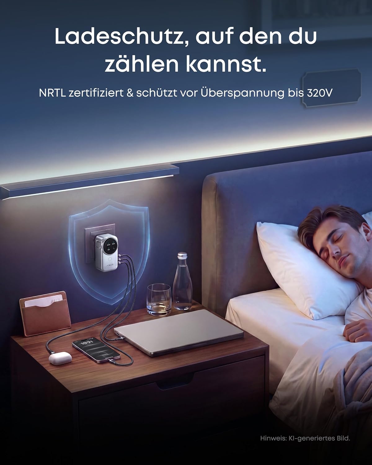 Anker Smart Reiseadapter, kompakter 100W GaN USB C universelles Ladegerät