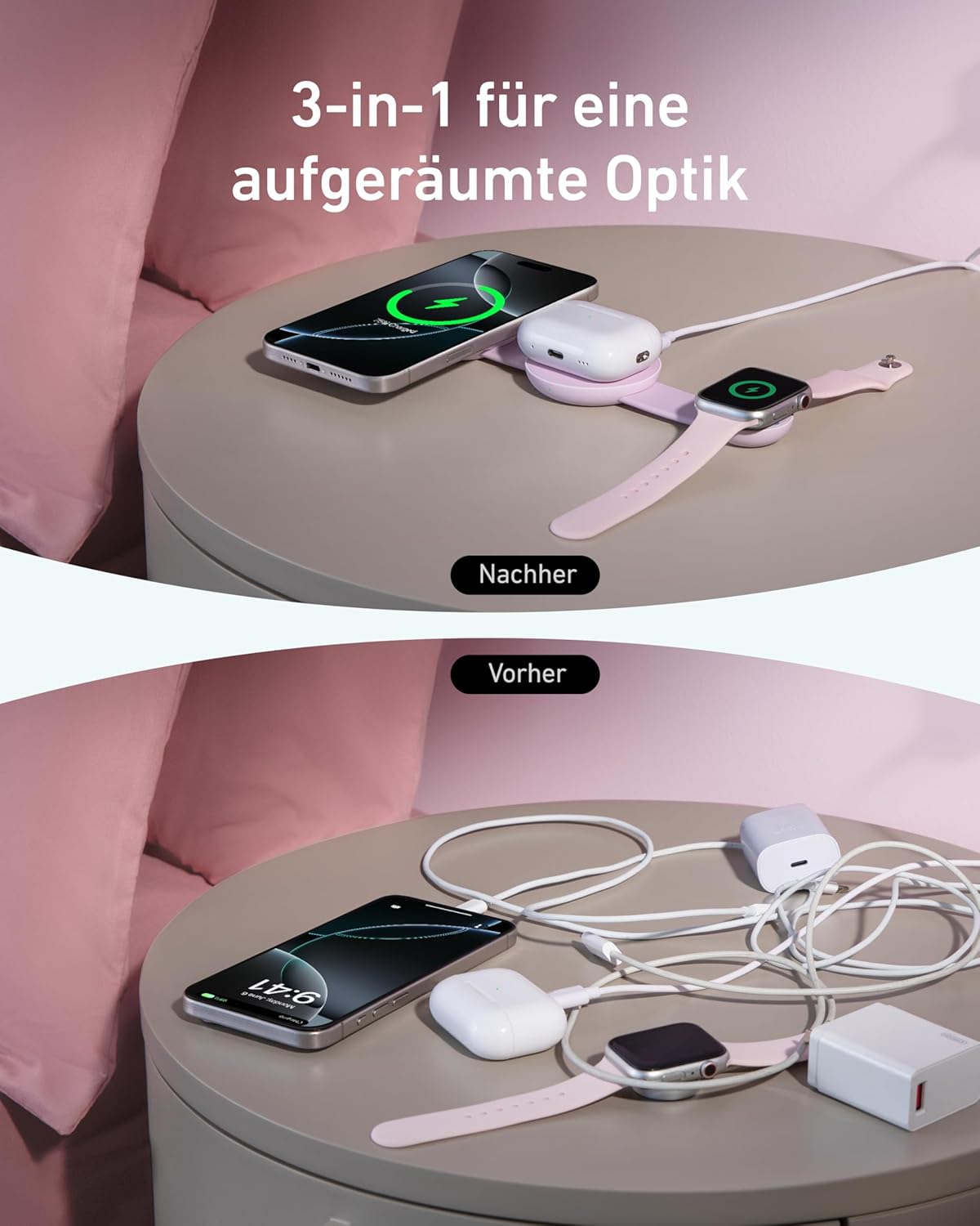 Anker MagGo Kabellose Ladestation (3-in-1, Faltbares Ladepad)