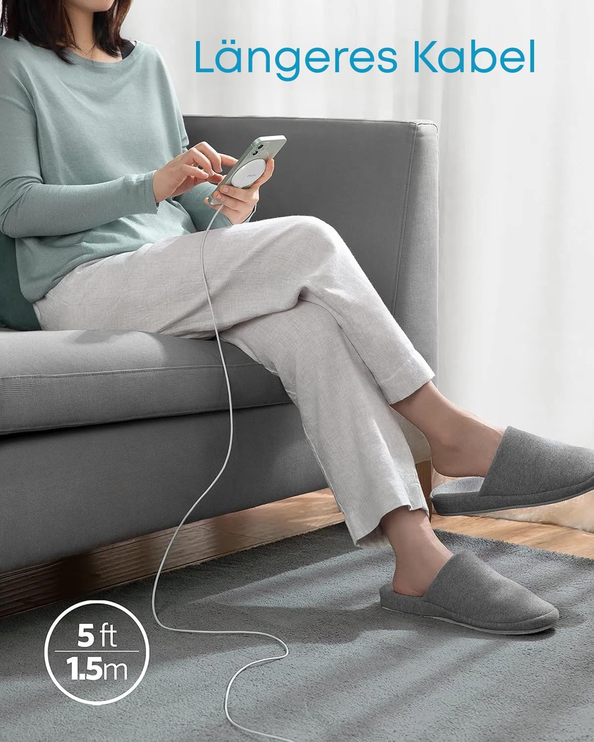 Anker Magnetisches Kabelloses Ladepad, Wireless Charger mit 1,5m USB-C Kabel, Qi-Zertifiziert für iPhone 17 Pro Max/17 Pro/17/16/15/14/13/12 Serie, (Ohne Netzteil)
