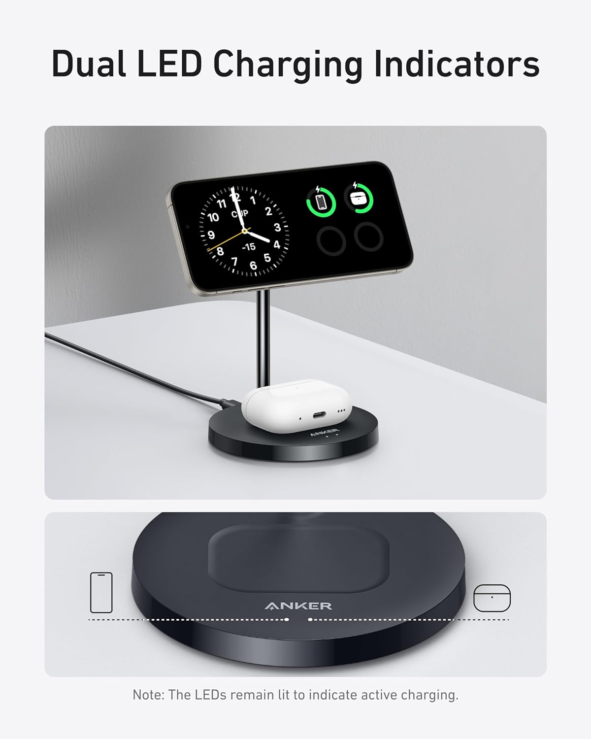 Anker MagGo Wireless Ladegerät (2-in-1 Ständer) + Anker Ladegerät (Nano 3, 30W)