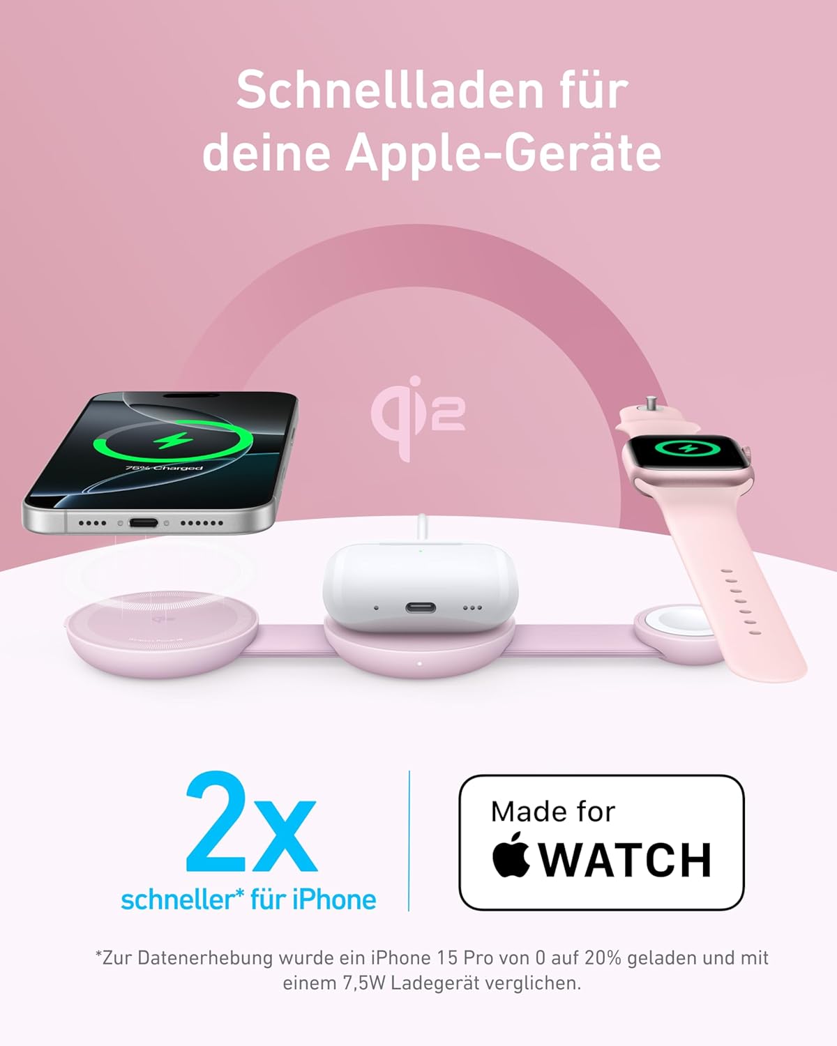 Anker MagGo Kabellose Ladestation (3-in-1, Faltbares Ladepad)