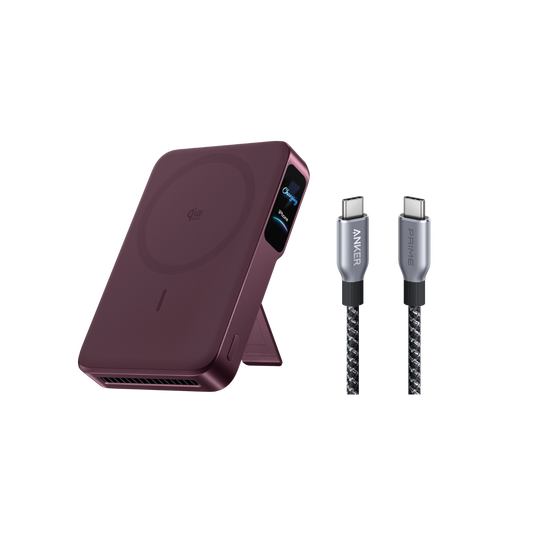Anker MagGo Powerbank 2 Pro (Qi2.2, 25W, 10.000mAh)+Anker Prime USB-C auf USB-C Kabel (240W, Upcycled-Flechtdesign)