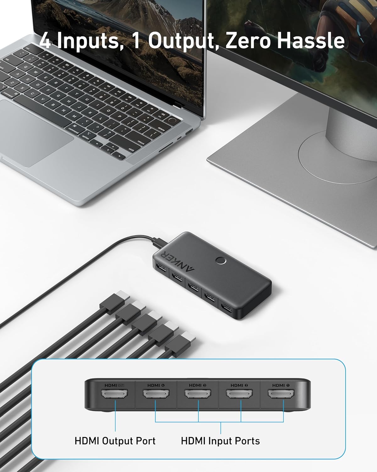 Anker HDMI-Switch (4 IN 1 OUT, 4K HDMI)